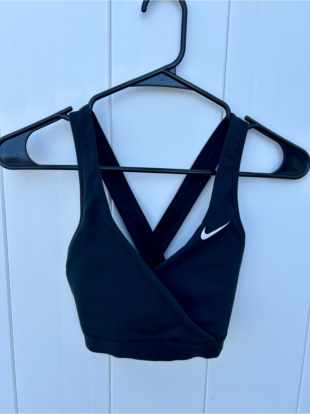 Nike Black Cross-Back Sports Crop with White Swoosh